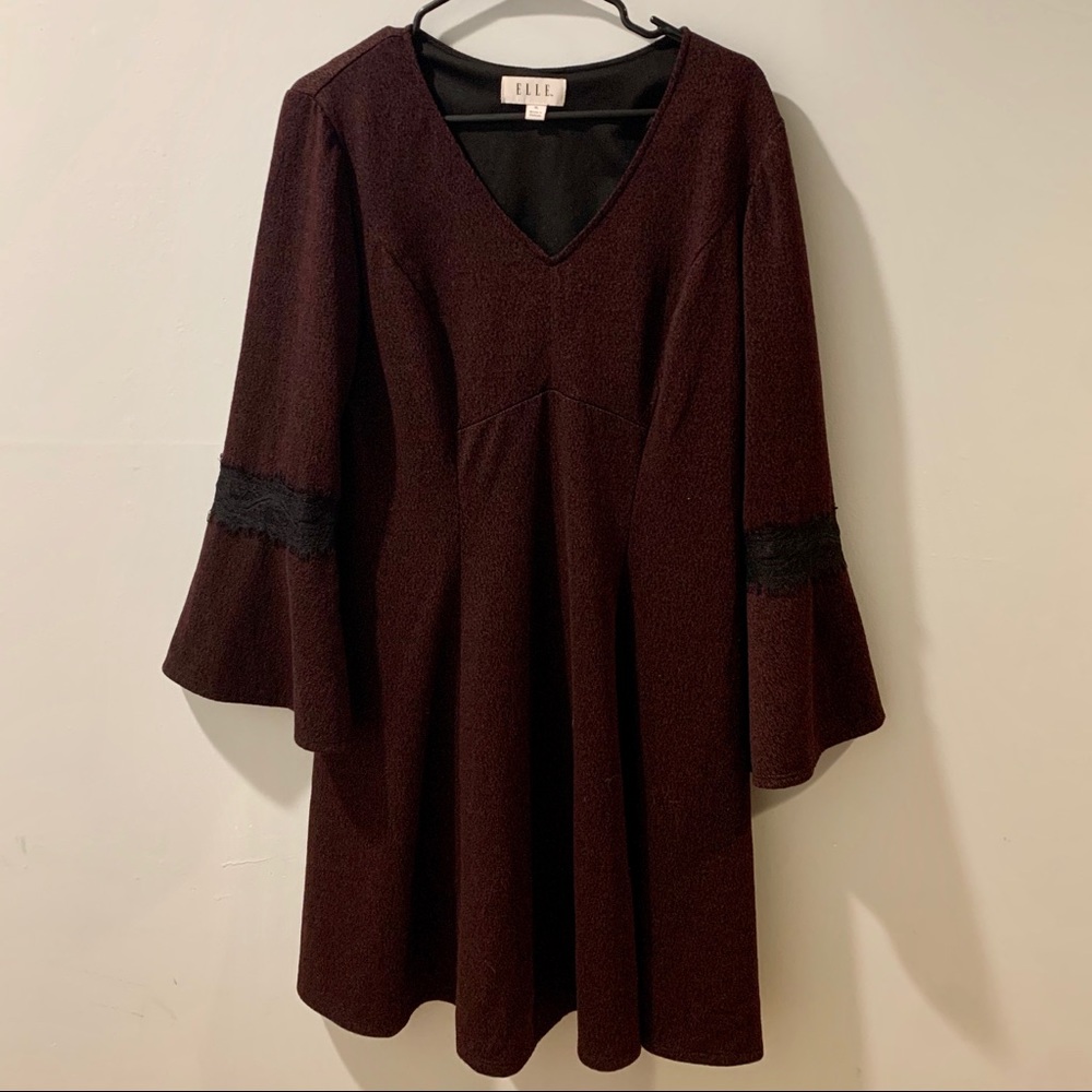Burgundy Elle Bell-Sleeve Dress